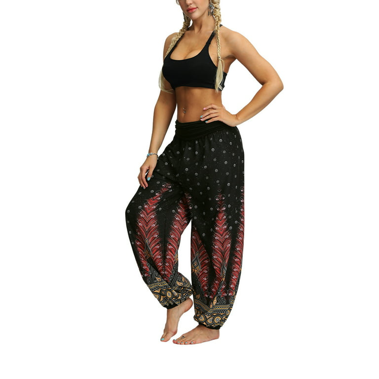 UKAP Loose Boho Yoga Pants for Women Floral Comfy High Waisted