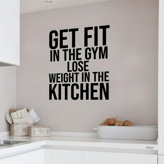 Get Fit In The Gym Quote Fitness Workout Work Out Success Motivation Quotes Wall Decals Healthy Lifestyle for Girls Boys Gym Home Sports Room Decor Vinyl Wall Art Stickers Decoration Size (20x18 inch)