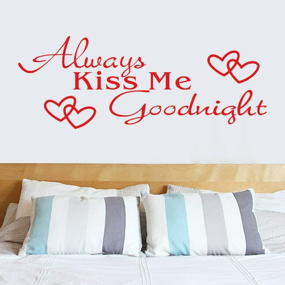 Vadktai World of Wall Decal Always Kiss Me Goodnight Wall Decals Quotes Sayings Sign Wall Art Stickers Vinyl Wall Decals for Bedroom