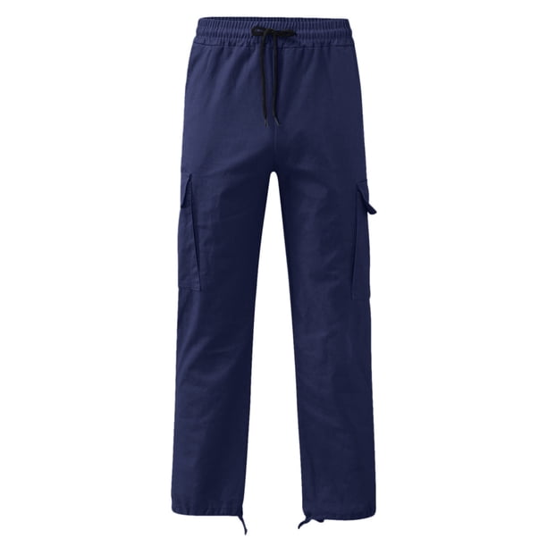 Pantalones cargo informales para hombre: múltiples bolsillos tejidos, color liso, primavera/verano