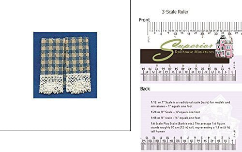 Dollhouse Miniature Kitchen Towel Set with Country Blue Checker ~ KI510B 