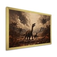 thumbnail image 2 of Designart "Vintage Landscape of Jurassic Dinosaurs II" Animals Framed Wall Art Decor - Modern Brown Dinosaur Living Room Framed Canvas Art, 2 of 6