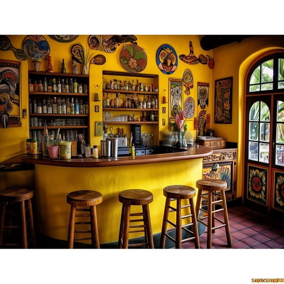Vintage Old Tavern Barista Coffee Shop Bar Photography Backdrop Warm Medieval Inn Fantasy Retro Photo Studio Background LJG-0