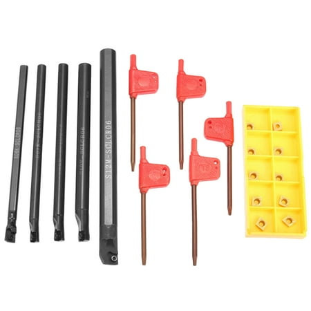

1 Set Turning Tool 5pcs 6 7 8 10 12 mm CLCR Boring Bar and 10pcs CCMT0602 Inserts and 5pcs Wrenches for Lathe Turning Tool