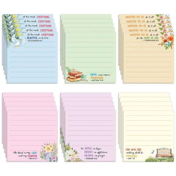 Bible sticky notes, 30 packinspirational notepads with bible verses quotes, religious memo pads for office home diary lists schedules, multicolor
