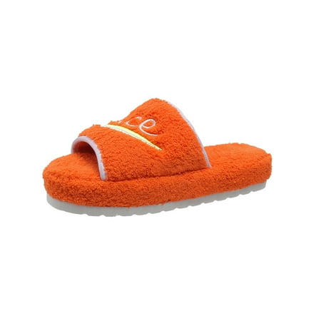 

Kesitin Women Casual Lightweight Plush Slipper Indoor Breathable Warm Shoe Non-slip Open Toe Orange 6.5