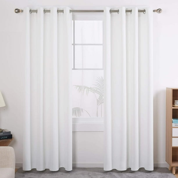 Deconovo Blackout Curtains, 52x108", White, 2 Panels, Thermal Insulated