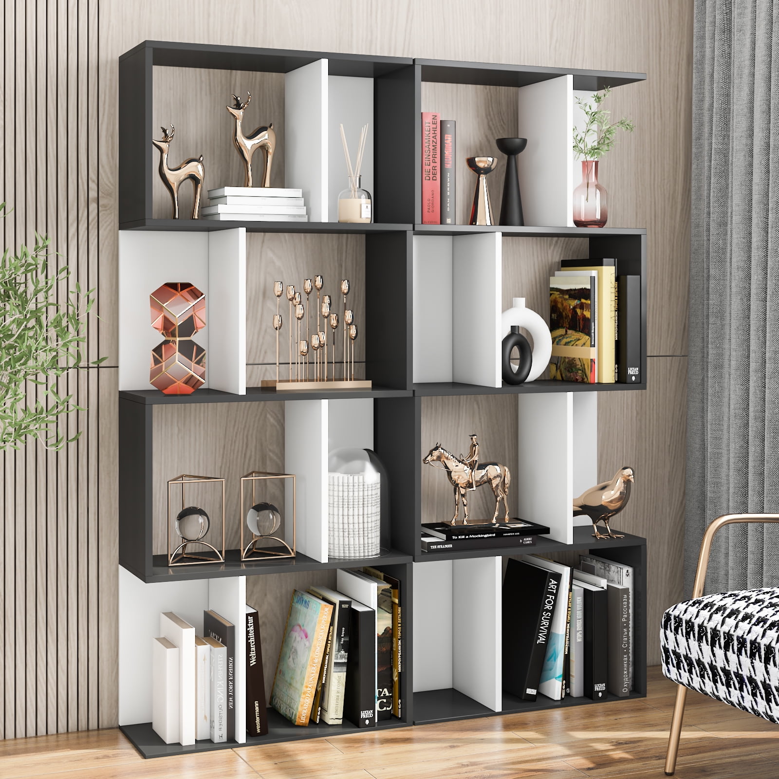 High Quality Modern 5-Tier Multi Level Ladder S-Shaped Room Bookshelf Display 