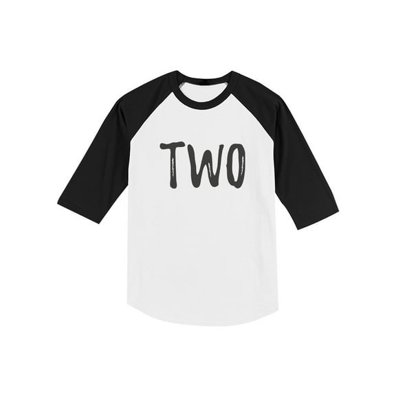 2nd Birthday Gift For Two Year Old Child Toddler Raglan 3/4 Sleeve Baseball Tee 2T black/white