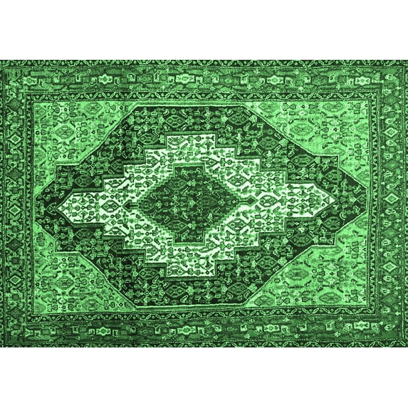 Ahgly Company Indoor Rectangle Medallion Emerald Green Traditional Area Rugs, 2' x 3'