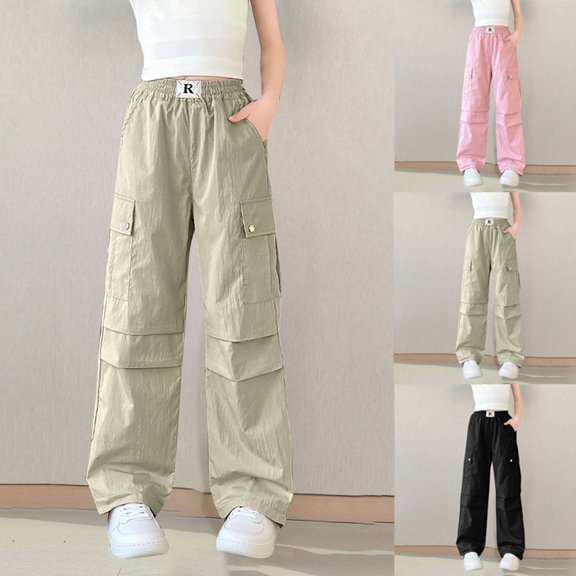 Crunowin Girls Cargo Pants, Loose Sport Lightweight Summer Outdoor Utility Pants Size 13