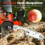 Mini Chainsaw Cordless with 2 Battery 2 Chain, Tanbaby 6 inch Handheld Pure Copper Motor Chain Saw Kit for Wood-Cutting