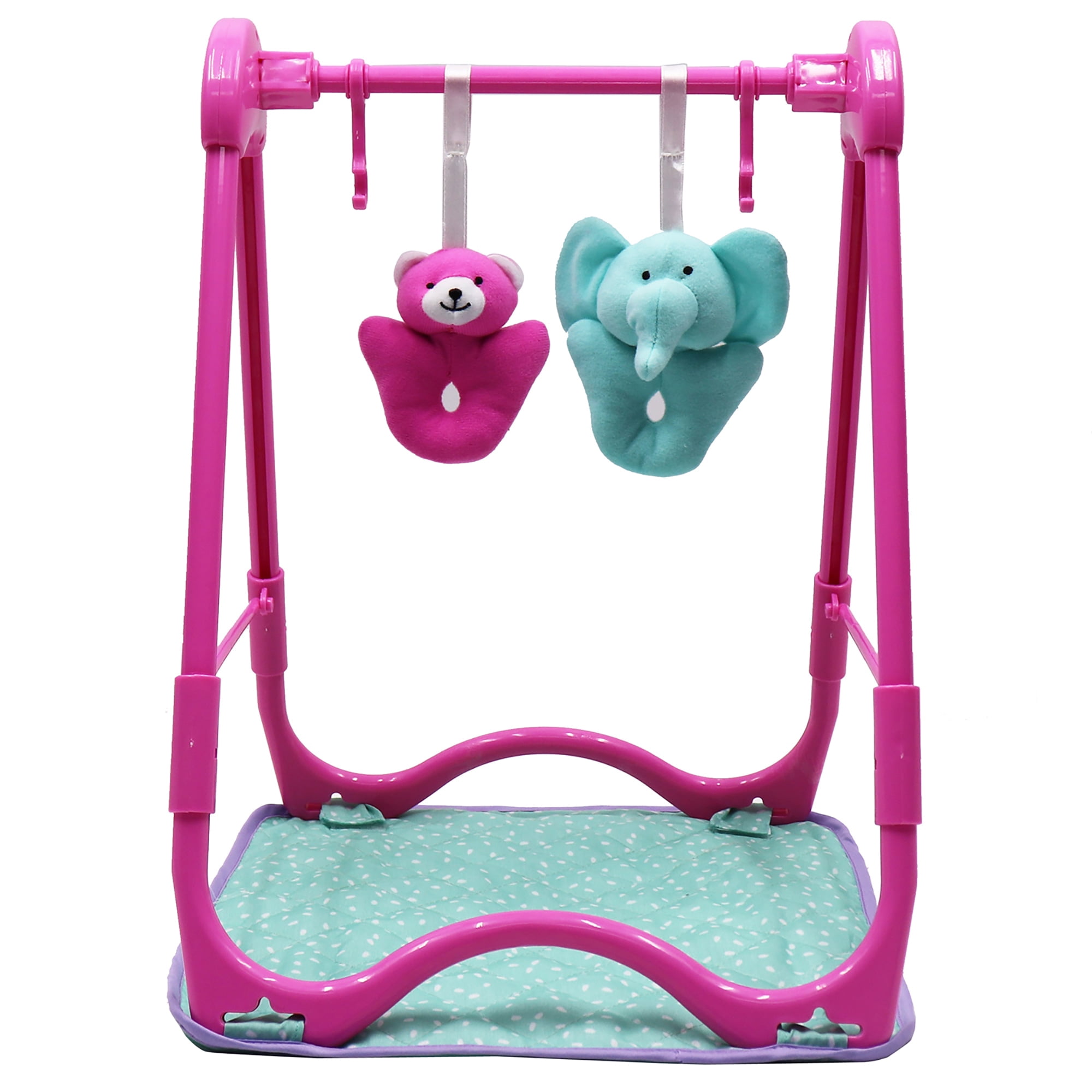 Dream Collection: Baby Doll 4-In-1 High Chair Play Set - Pink & Teal - 12" Doll, Hand-Held Carrier, Feeding Accessories, Realistic Play, Kids Ages 2+