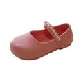 thumbnail image 2 of Girls Mary Jane Shoes with Pearl Strap, Closed Toe Dress Flats for Toddler/Little Girls Pink 9.5, 2 of 7