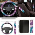 thumbnail image 5 of Yuyamidu 15 Pack Colorful Marble Print Car Seat Cover Set Universal Car Carpet Mats Steering Wheel Cover Seat Belt Covers Coasters Handbrake Cover Set Auto Accessories, 5 of 6