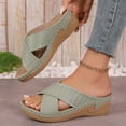 thumbnail image 7 of Hopeusnice Wedges Shoes for Women Trendy Non-Slip Breathable PU Materials Summer Shoes Women's Wedges Shoes Thick-Soled Wedge Heel Open Toe Soft Shoes for Beach Outdoor Shoes Green 36, 7 of 7