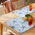 thumbnail image 4 of Coastal Starfish Placemats Set of 12 Summer Ocean Coral Place Mats Indoor Wipeable Table Mats Washable Cloth Dining Table Placemats for Kitchen Holiday Party Home Decor 13x19 Inch, 4 of 9