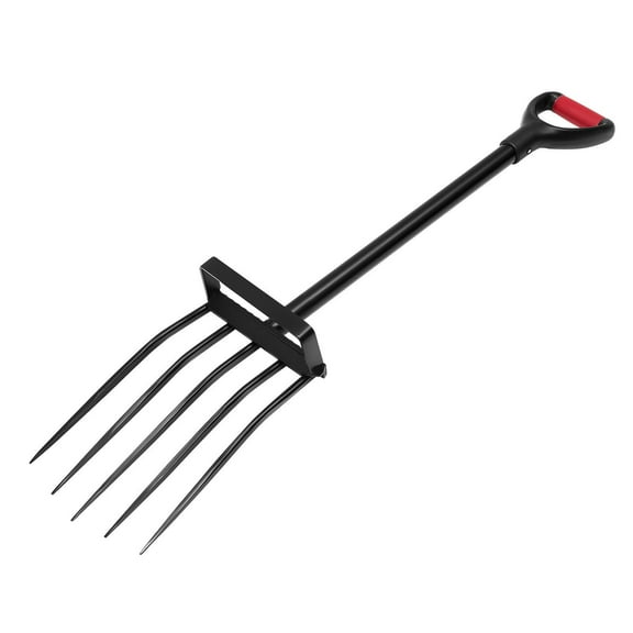 5-Tine Garden Fork with Y-Grip Metal Handle, 41 Inch Heavy Duty Spading Pitchfork for Digging & Soil Aeration