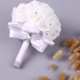 thumbnail image 5 of flores artificiales de boda nupcial, ramo de dama de honor nupcial, artificial, blanco18 * 24 cm; TUNC Sencillez, 5 of 5