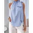 thumbnail image 5 of Women'S Tank Tops High Necked Ruffle Striped Tie Sleeveless Blouse Top XL, 5 of 9
