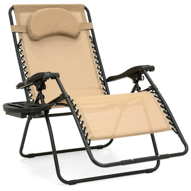 Best Choice Products Oversized Zero Gravity Chair, Folding Outdoor Patio  Lounge Recliner w/ Cup Holder - Tan