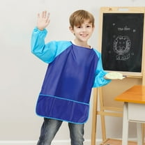 DRAFIDEEP Painting Smock for Kids 1Pack Blue Polyester Plus Size 7-12 Years Old Waterproof
