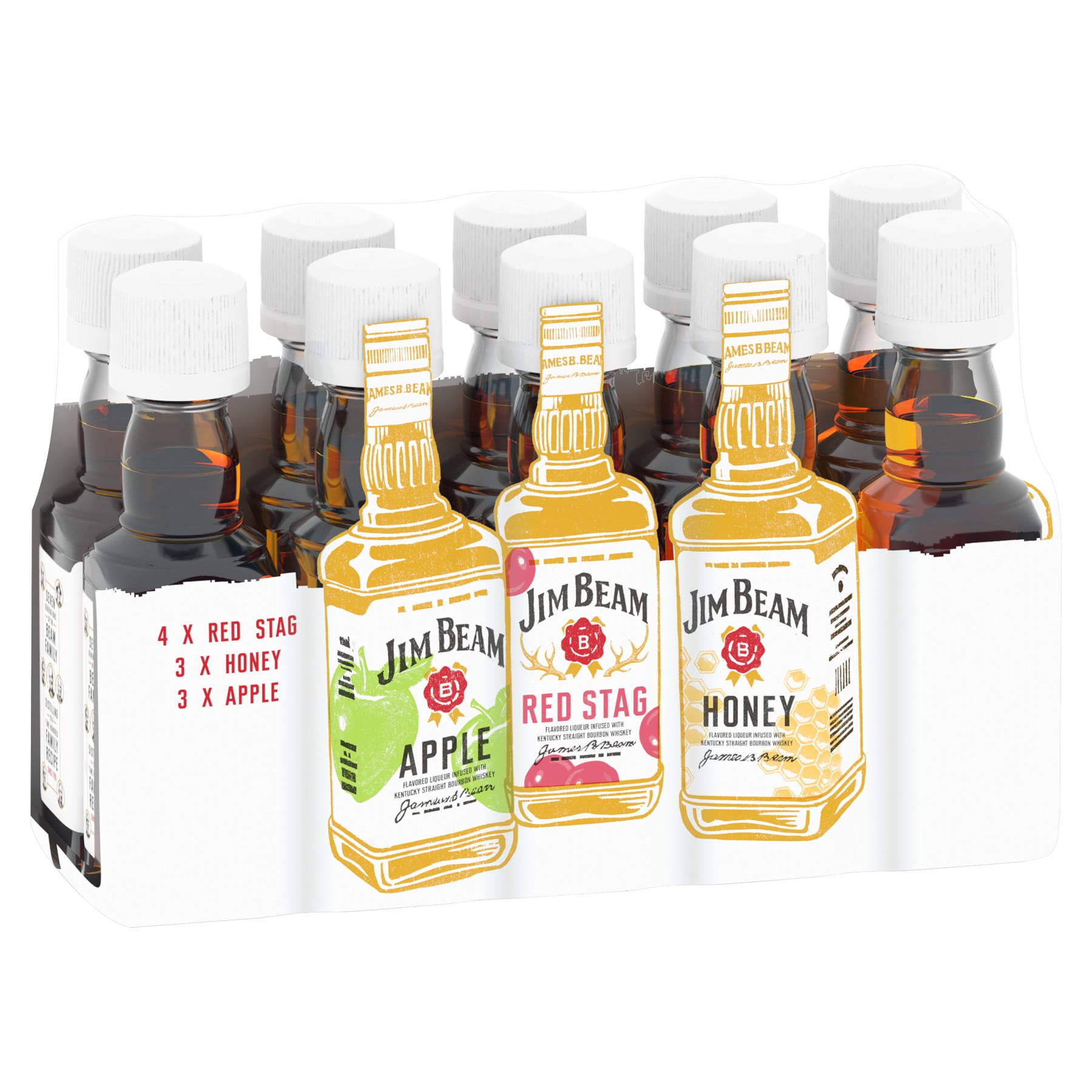 Jim Beam Straight Bourbon, Variety 10 Pack 50 ml PET Bottles, 33