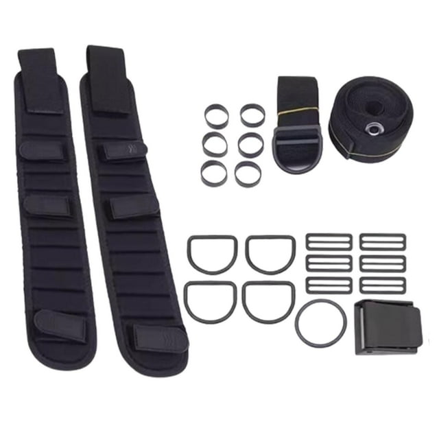 Conjunto de arnés Dir con placa trasera para buceo, soporte BCD, correa de entrepierna, anillos de goma para fijación de manguera de presión, cinturón Negro