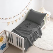 Lorviah Microfiber Soft Toddler Crib Sheet Set 3 Pieces, for Standard Crib Size, Dark Gray