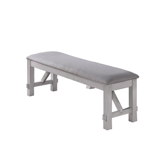 Fabric Upholstered Wooden Bench with Braces, Gray