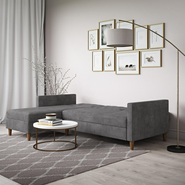 DHP Hartford Storage Reversible Sectional Futon with Chaise Space
