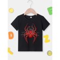 thumbnail image 2 of Boys' Summer Fashion Spider Graphic T-Shirt - Cute Casual Short Sleeve Crew Neck, 100% Cotton, Red & White Print, Ideal for Playtime & Outdoors, 2 of 7