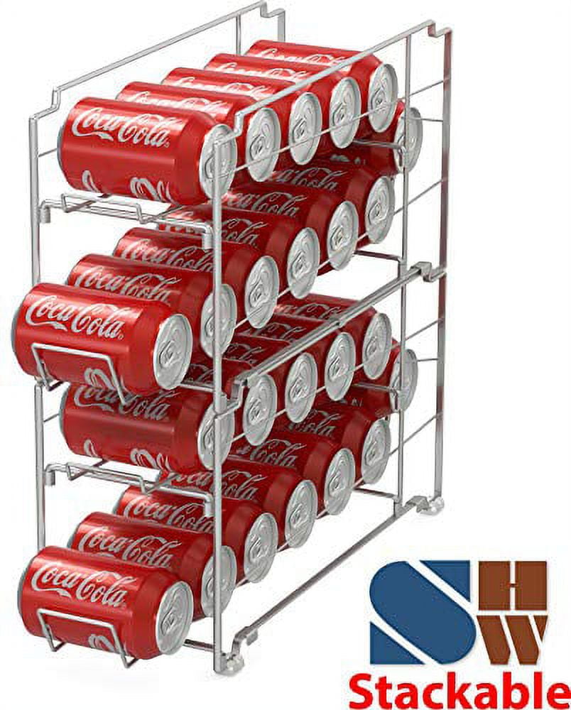 JKsmart Stackable Can Rack Organizer for Pantry Storage,Can Dispensers with  4 Adjustable Dividers, 2-Tier Metal Wire Basket Beverage Pop Soda Rack for