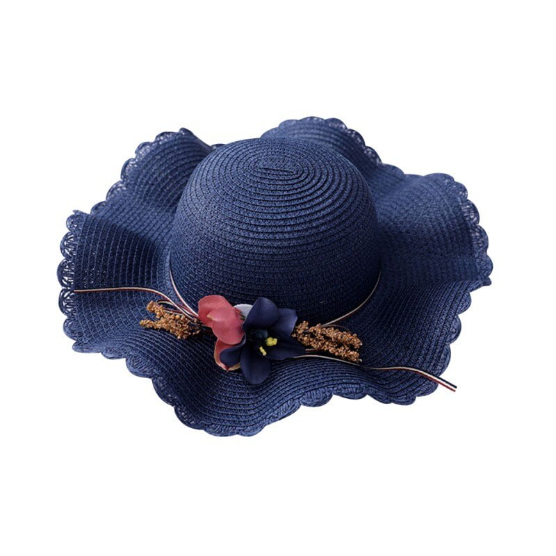 Boy Girls Straw Hats Flowers Summer Sun Hats for Kids Children Beach Hats Foldable Sunscreen Including Bag White 1 3 to 8 Years Old