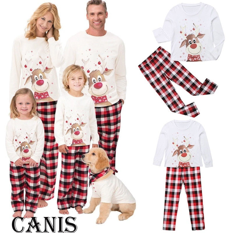 Family Matching Christmas Pajamas Set Women Baby Kids Deer Nightwear Sleepwear