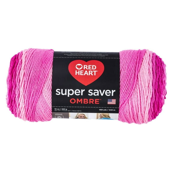 Red Heart® Fil Super Saver® Ombre™, Acrylique #4 Moyen, 10oz/283g, 482 Yards