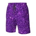 thumbnail image 5 of Kll Purple Glitter Men'S Casual Summer Beach Shorts Hawaiian Shorts With Pockets-X-Large, 5 of 9