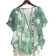 thumbnail image 1 of CLOOCL Crew Neck Blouse Cactus Jungle Printed Casual Shirt Plus Size Short Sleeve Tops, 1 of 6