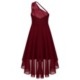 thumbnail image 4 of Manyakai One Shoulder Chiffon Flower Girl Dress Junior Kids Wedding Bridesmaid Gown Formal Party Burgundy 6, 4 of 7