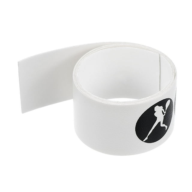 Unique Bargains 16" Racket Head Protection Tape, PU Tennis Racquet Head Guard for Tennis Practice Training, White