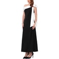 thumbnail image 4 of INSPIRE CHIC Women's Evening Dress One Shoulder Bow Wedding Guest Bridesmaid Cocktail Prom A-Line Maxi Dresses S Black, 4 of 6