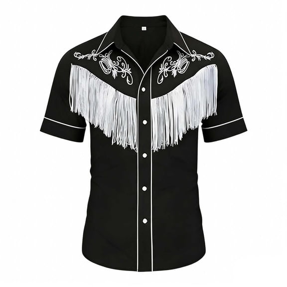 PRfgtbd Kids Shirts Boys Western Cowboy Shirt Retro Print Short Sleeve Button Down Shirts Casual Party Tops For Children And Youth Trendy Tops Tshirt