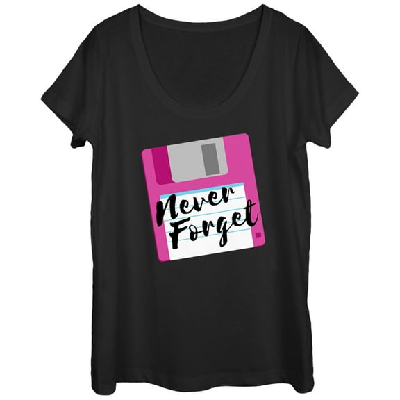 Women's CHIN UP Never Forget Floppy Disk Scoop Neck Black X Large