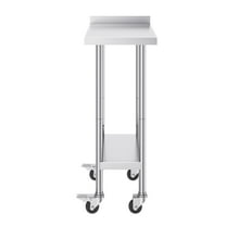 KFFKFF 24x15x40 In Stainless Steel Table, Mobile Food Preparation Surface with Wheels, Durable Metal Workstation, Height-Adjustable for Restaurants, Homes, and Hotels