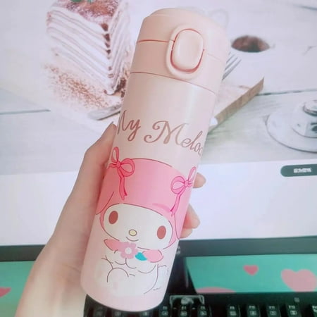 

Sanrio Kawaii Thermos Cup Hello Kitty Water Bottles Cinnamoroll Anime Cartoon Portable Plaid Dual-Purpose Cup Cute Girl Gift