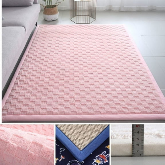NAMZI Bathroom Rug Mat , Non-Slip Plush Shaggy Bath Carpet, Machine Wash Dry, Bath Mats for Bathroom Floor, Tub and Shower, Bathroom Runner Bathmat Accessories Decor, Pink C,16*24inch