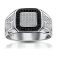 thumbnail image 2 of Bling Jewelry Mens Men's Micro Pave Black Halo Square Two Tone CZ Statement Signet Ring .925 Sterling Silver, 2 of 6