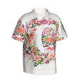 thumbnail image 2 of Letter C Flower Graphic Hawaiian Shirts For Men, Summer Short-Sleeve Relaxed-Fit Button-Down Shirts 3x-Large, 2 of 9