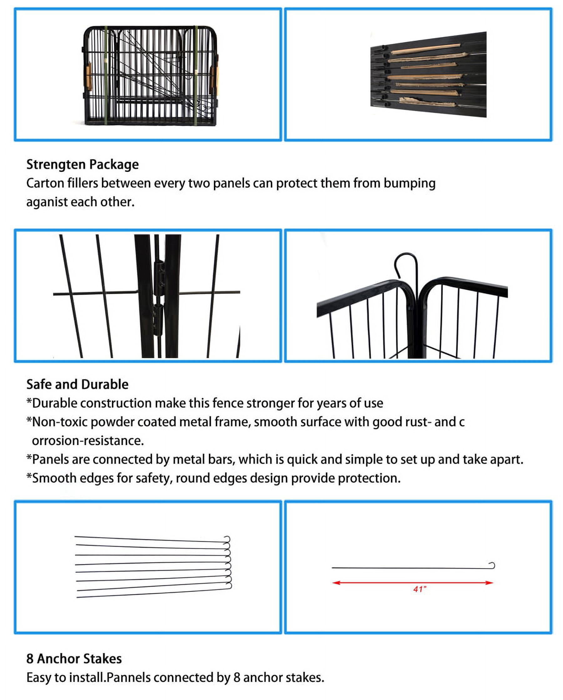 TOPCHANCES Dog Fence & Pet Playpen, Heavy Duty Foldable Metal Dog Pen 40" Height with Door for Outdoor Exercise, Indoor Kennels