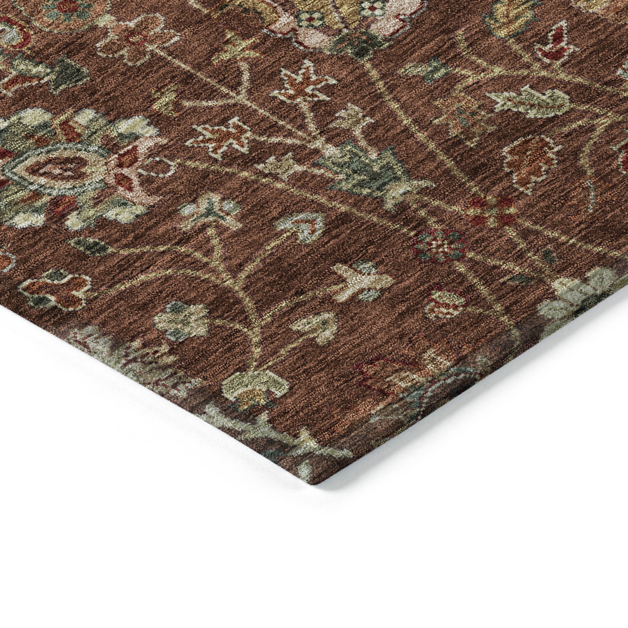 Addison Rugs Chantille Indoor/Outdoor Transitional Floral Paprika Washable Rectangle Rug, 9' x 12'